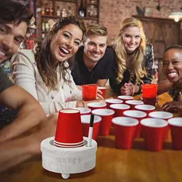 Cup Holder Wooden Cup Holder with Marker Slot Cup Dispenser Party Round Cup Organizer for Party Decoration Bathroom Kitchen Showers Picnic Housewarming Couples Gift Social Gathering