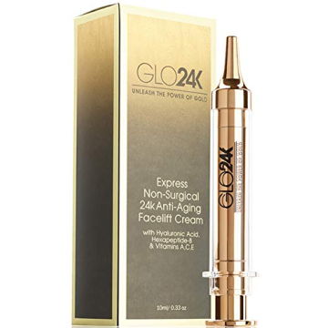 GLO24K Instant Facelift Cream with 24k Gold, Hyaluronic Acid, Peptides, and Vitamins A,C,E - Non-Inv...