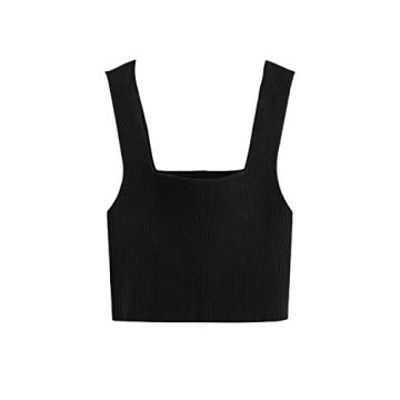 Stylish Square Neck Sleeveless Ribbed Crop Top