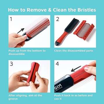 KISS Colors & Care Non-Slip Detangling Hair Brush for All Hair Types