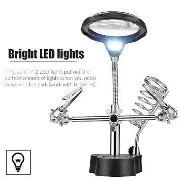 RexBeTi LED Light Magnifier Helping Hand with Clips