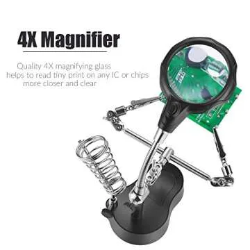 RexBeTi LED Light Magnifier Helping Hand with Clips