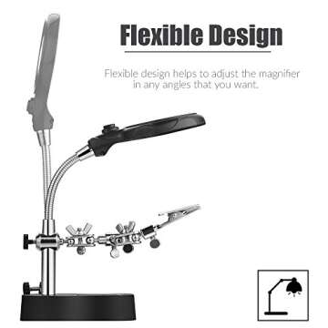 RexBeTi LED Light Magnifier Helping Hand with Clips