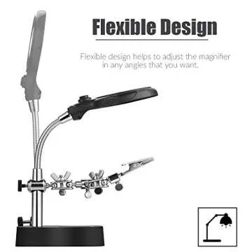 RexBeTi LED Light Magnifier Helping Hand with Clips
