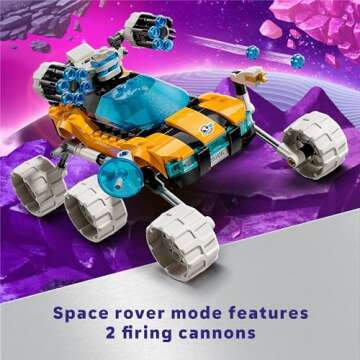LEGO DREAMZzz Mr. Oz’s Space Car Toy, Transforming Vehicle Building Set, Includes TV Show Minifigures Mr. Oz, Albert and Jayden, Space Shuttle Toy Gift for Boys and Girls Aged 8 and Up, 71475