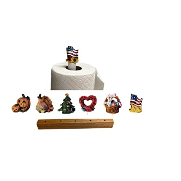 Seasonal Decorative Paper Towel Holder - Interchangeable Holiday Kitchen Decor - 6 Hand Painted Spri...