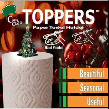 Seasonal Decorative Paper Towel Holder - Interchangeable Holiday Kitchen Decor - 6 Hand Painted Spring - Fall - Winter Tops - Christmas Paper Towel Holder -Top Holder Organizer Christmas