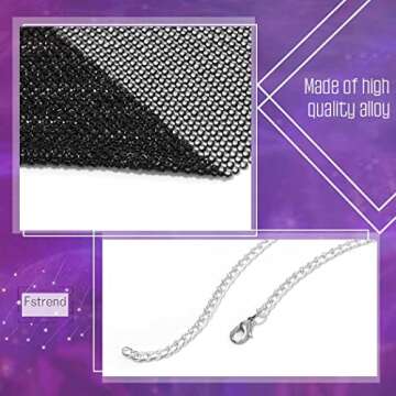 Fstrend Rhinestones Body Chains Chest Sparkly Crystal Bikini Bra Silver Halter Backless Sexy Party Rave Nightclub Jewelry Accessories for Women and Girls (Black)