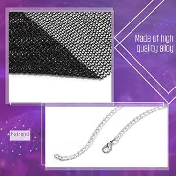 Fstrend Rhinestones Body Chains Chest Sparkly Crystal Bikini Bra Silver Halter Backless Sexy Party Rave Nightclub Jewelry Accessories for Women and Girls (Black)