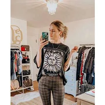 Fenxxxl Cute Oversized Letter Print Tee for Women