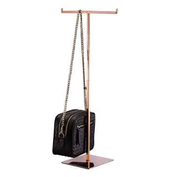 Polmart Countertop Adjustable T-Bar Display Stand for Hangbag, Wreath and Crafts, Rose Gold