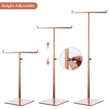 Polmart Countertop Adjustable T-Bar Display Stand for Hangbag, Wreath and Crafts, Rose Gold