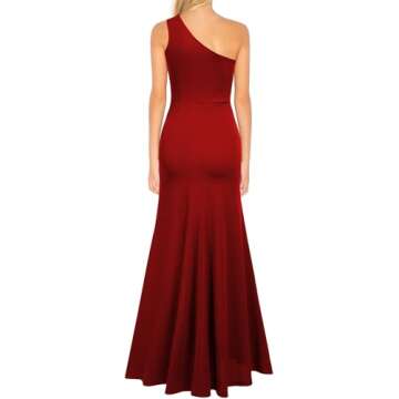 WOOSEA One Shoulder Bodycon Mermaid Evening Dress Red