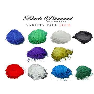 BLACK DIAMOND PIGMENTS **Variety Pack 4** Cosmetic Grade Natural Mica Powder|Pearlescent Pigment | D...