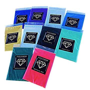 BLACK DIAMOND PIGMENTS **Variety Pack 4** Cosmetic Grade Natural Mica Powder|Pearlescent Pigment | Dye | Vegan | Cruelty-Free | Eyeshadow, Nail Polish, Bath Bomb | (Includes Imperial Red/Pink)