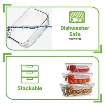 HOMBERKING Glass Food Storage Containers with Lids, [18 Piece] Glass Meal Prep Containers, Airtight Glass Lunch Bento Boxes, BPA-Free & Leak Proof (9 lids & 9 Containers) - Grey