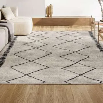 JONATHAN Y MOH203A-4 Zaina Moroccan Beni Souk Indoor Farmhouse Area-Rug Bohemian Minimalistic Geometric Easy-Cleaning Bedroom Kitchen Living Room Non Shedding, 4 X 6, Cream,Black