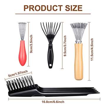 5-Piece Comb Cleaner Set - Rake, Brush and Tool for Removing Hair, Dust from Different Combs, Ideal ...