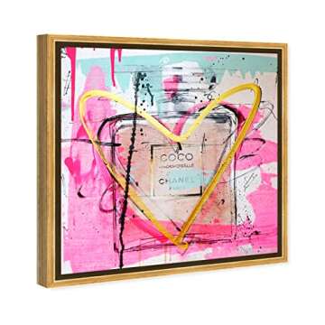 The Oliver Gal Artist Co. Fashion and Glam Wall Art Canvas Prints 'Mademoiselle Remix' Perfumes Home Décor, 30x30, Gold Frame