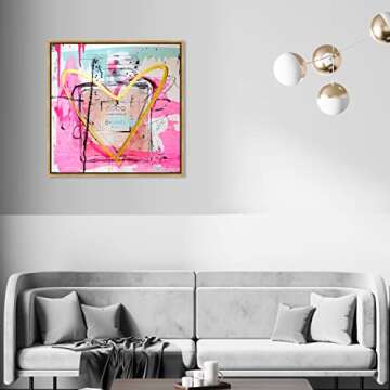 The Oliver Gal Artist Co. Fashion and Glam Wall Art Canvas Prints 'Mademoiselle Remix' Perfumes Home Décor, 30x30, Gold Frame