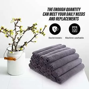 MOONQUEEN Ultra Soft Premium Washcloths Set - 12 x 12 inches - 24 Pack - Quick Drying - Highly Absorbent Coral Velvet Bathroom Wash Clothes - Use as Bath, Spa, Facial, Fingertip Towel (Grey)