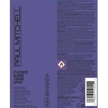 Paul Mitchell Platinum Blonde Purple Toning Spray, Cools Brassiness, Eliminates Warmth, For Color-Treated Hair + Naturally Light Hair Colors, 5.1 Fl Oz