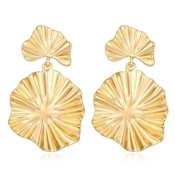 FILMOON Gold Earrings Dangle Earring for Women Leaf Fashion Statement Jewelry