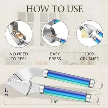 ORBLUE Garlic Press Stainless Steel - Premium Professional Grade Garlic Mincer, Crusher & Peeler Set - Easy Clean, Dishwasher Safe & Rust-proof, Multi-colored