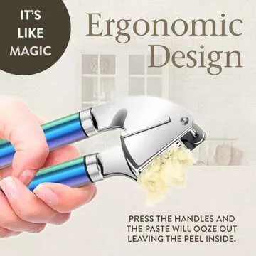 ORBLUE Garlic Press Stainless Steel - Premium Professional Grade Garlic Mincer, Crusher & Peeler Set - Easy Clean, Dishwasher Safe & Rust-proof, Multi-colored