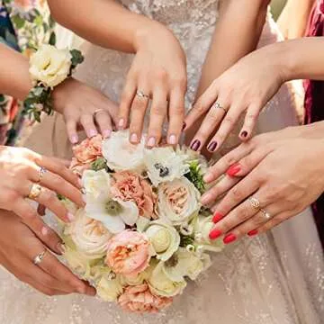 Whaline 36 Packs Diamond Engagement Rings Gold Minimalist Bridal Shower Rings for Wedding Table Decorations Party Supply Favor Accents Cupcake Toppers Bachelorette Hens Party