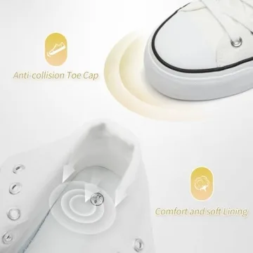 POVOGER Platform Sneakers for Women Fashion High Top Canvas Shoes White Womens Platform Shoes Casual Lace Up Mid Top Shoes(White,US06)