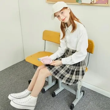 POVOGER Platform Sneakers for Women Fashion High Top Canvas Shoes White Womens Platform Shoes Casual Lace Up Mid Top Shoes(White,US06)