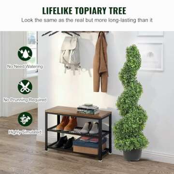 VEVOR Artificial Boxwood Spiral Topiary Trees, 3ft Tall (2 Pieces) Faux Plant Outdoor, All-Year Gree...
