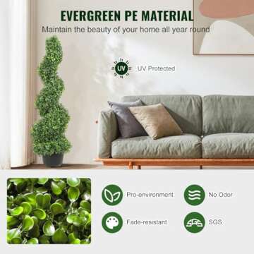 VEVOR Artificial Boxwood Spiral Topiary Trees, 3ft Tall (2 Pieces) Faux Plant Outdoor, All-Year Green Fake Plant with Replaceable Leaves for Decorative/Indoor/Porch/Garden