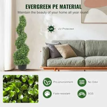 VEVOR Artificial Boxwood Spiral Topiary Trees, 3ft Tall (2 Pieces) Faux Plant Outdoor, All-Year Green Fake Plant with Replaceable Leaves for Decorative/Indoor/Porch/Garden