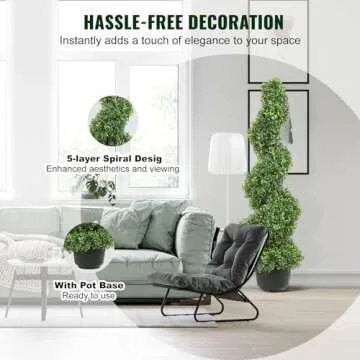 VEVOR Artificial Boxwood Spiral Topiary Trees, 3ft Tall (2 Pieces) Faux Plant Outdoor, All-Year Green Fake Plant with Replaceable Leaves for Decorative/Indoor/Porch/Garden