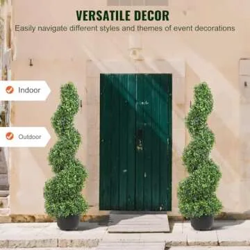 VEVOR Artificial Boxwood Spiral Topiary Trees, 3ft Tall (2 Pieces) Faux Plant Outdoor, All-Year Green Fake Plant with Replaceable Leaves for Decorative/Indoor/Porch/Garden