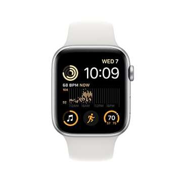 Apple Watch SE (2nd Gen) [GPS + Cellular 44mm] Smart Watch w/Silver Aluminum Case & White Sport Band...