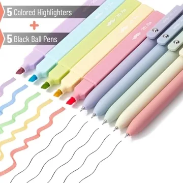 Mr. Pen Aesthetic Highlighters Gel Pens No Bleed 10 Pack