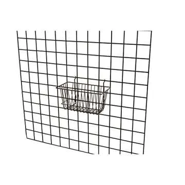 Econoco - Black Multi-Fit Narrow Wire Basket for Slatwall, Pegboard or Gridwall (Set of 6) Metal Semi-Gloss Basket, Black