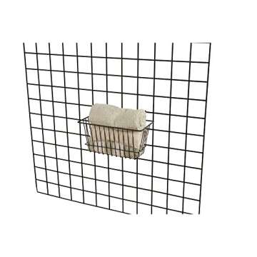 Econoco - Black Multi-Fit Narrow Wire Basket for Slatwall, Pegboard or Gridwall (Set of 6) Metal Semi-Gloss Basket, Black