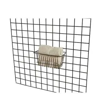 Econoco - Black Multi-Fit Narrow Wire Basket for Slatwall, Pegboard or Gridwall (Set of 6) Metal Semi-Gloss Basket, Black