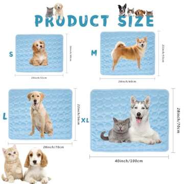 Hilkycton Dogs Cats Pet Cooling Mat, Summer Dog Cooling Pads Summer Sleeping Kennel Mat, Cooling Mat for Dogs Non-Slip for Indoor or Outdoor, Blue L, L:28Inch*22Inch
