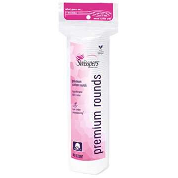 Swisspers Premium Cotton Rounds, Hypoallergenic, 80 Count, Pack of 6 (480 Rounds Total)