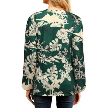 ZXZY Women's Vintage Leaf Floral Printed Tropical Tops