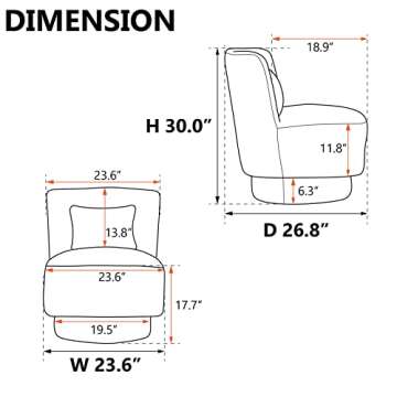 HANLIVES Swivel Barrel Chair|360 Degree Comfy Teddy Fabric Round Swivel Accent Chair with Pillow|Squ...