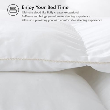 Luxurious Oversized King 108" x 98" Size Goose Down Fiber Waterfowl Feather Fiber Comforter Duvet, 100% Egyptian Cotton Cover, 65 oz. Fill Weight, Baffle Box Design, White Solid