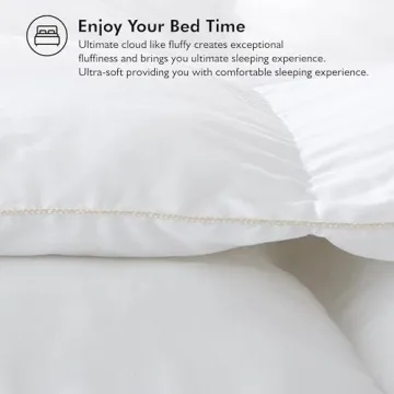 Luxurious Oversized King 108" x 98" Size Goose Down Fiber Waterfowl Feather Fiber Comforter Duvet, 100% Egyptian Cotton Cover, 65 oz. Fill Weight, Baffle Box Design, White Solid