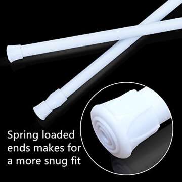 6 Pack Spring Curtain Tension Rods, 15.7-28 Inch Cupboard Bars Tensions Rods Adjustable Extension Rod for Bathroom Window Closet refrigerator bar DIY Projects (White)