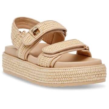 AMINUGAL Raffia Woven Flat Sandals for Women Casual Wide Width Espadrille Platform Sandals Women Comfortable Dressy Open Toe Beach summer sandals for women 2024 Size 8